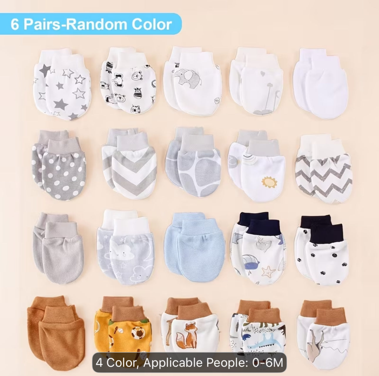 Newborn mittens 6 pack