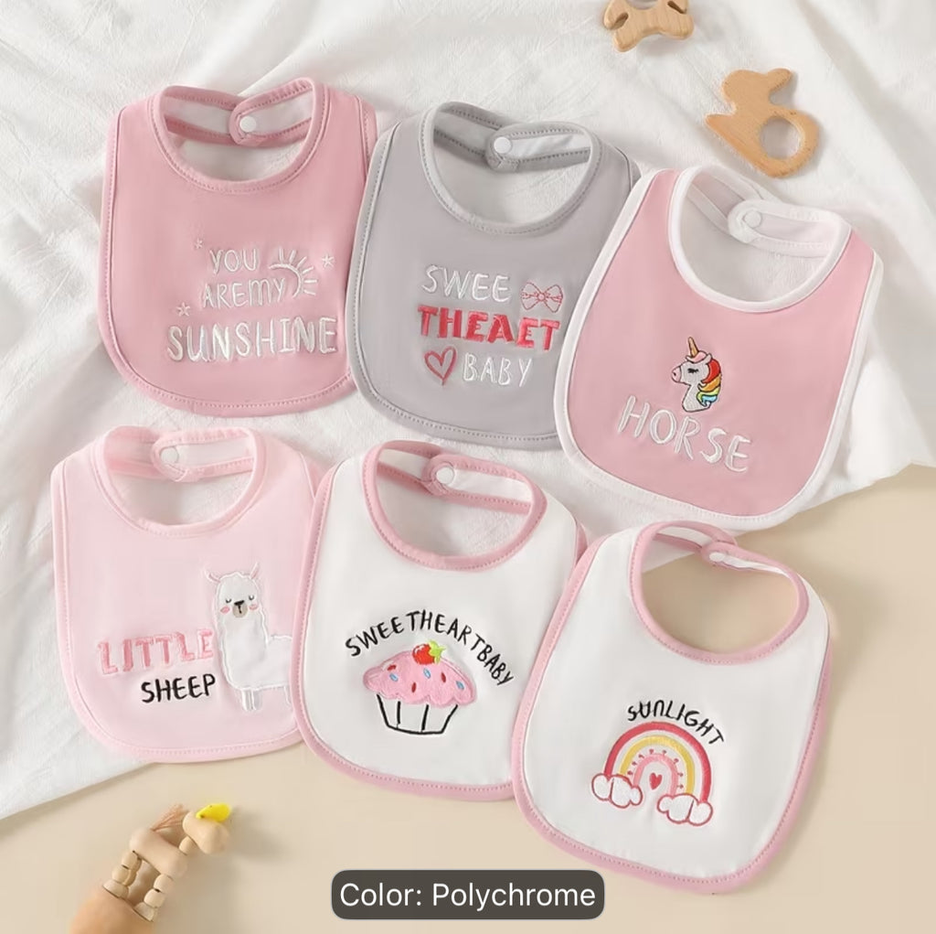 6 pcs baby girl bibs