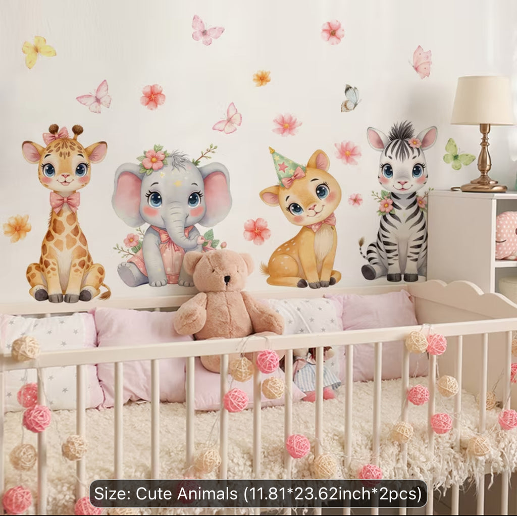 Girls cute animal wall decal