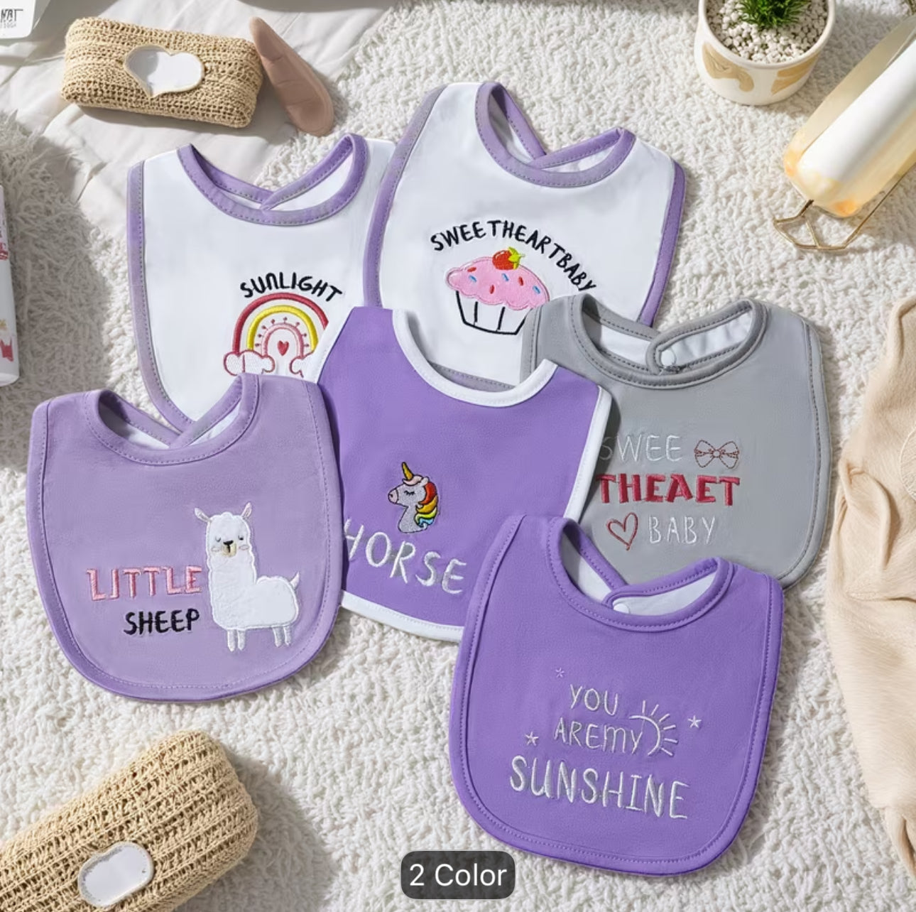 6 pcs baby girl bibs