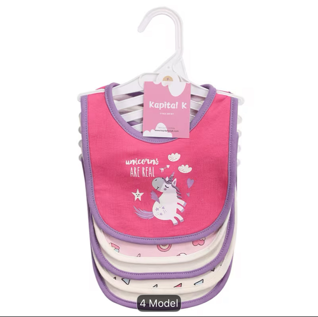 5 pc double layered baby girl bibs