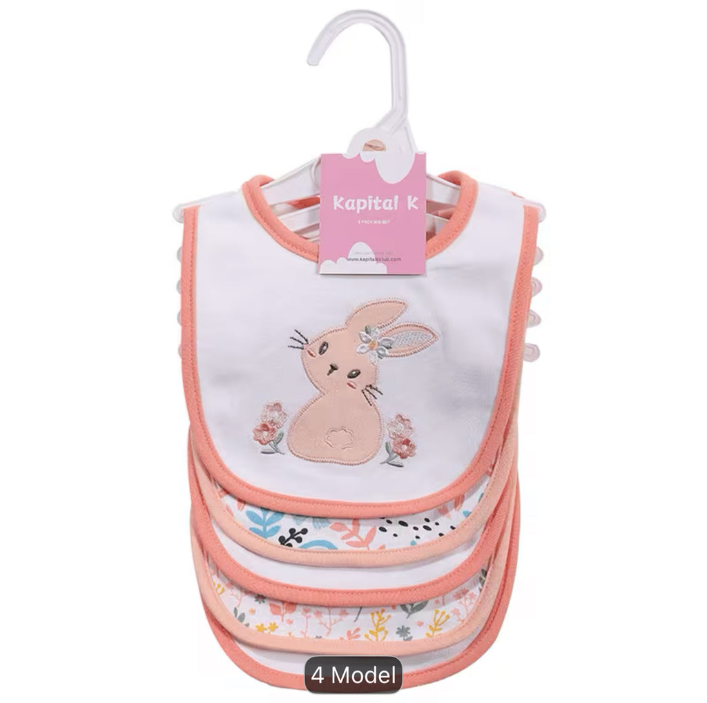 5 pc double layered baby girl bibs
