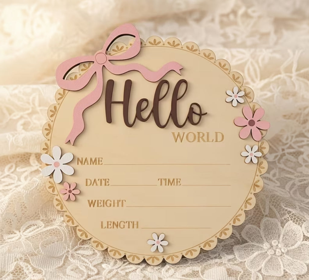 Hello world newborn announcement sign