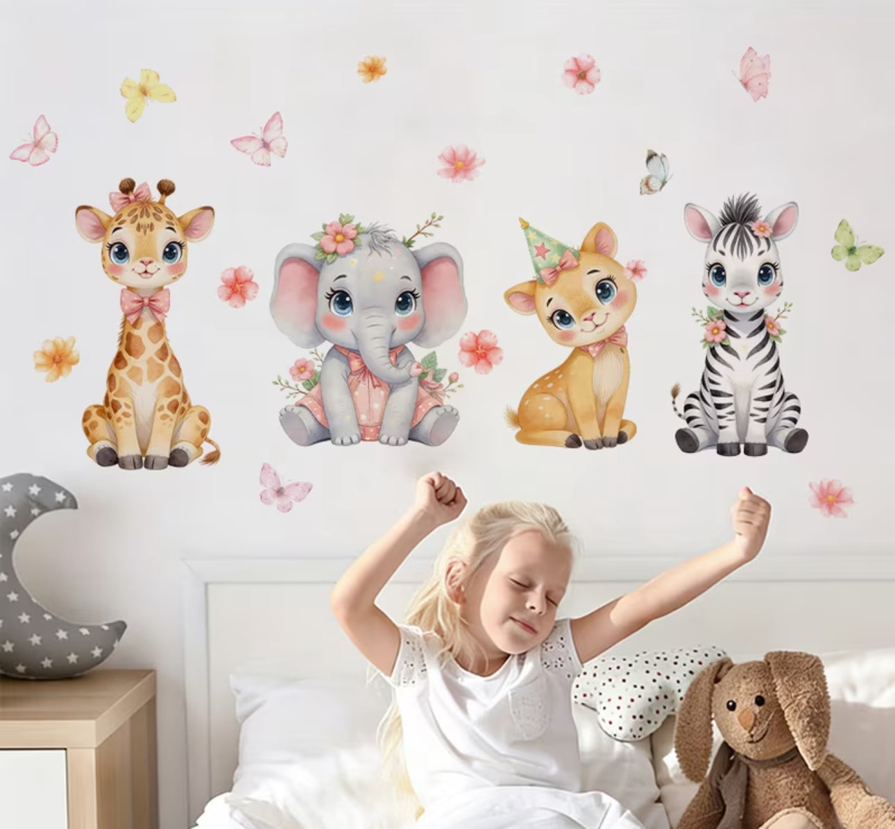 Girls cute animal wall decal